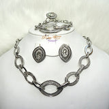New Design Interlock Silver Plated Necklace Party Complete Set