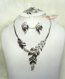 New Design Flower Silver Plated Necklace Party Complete Set