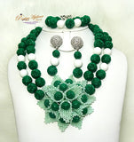 PrestigeApplause Customised Green Mixed with White Wedding Bridal African Beads Jewellery Set
