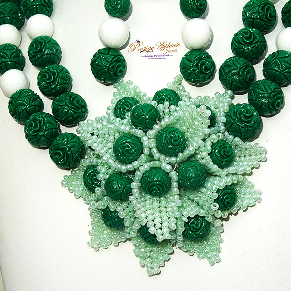 PrestigeApplause Customised Green Mixed with White Wedding Bridal African Beads Jewellery Set