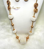 2 in 1 Long & Short Beads embelished with Gold Balls Bridal Party African Nigerian Jewellery Set