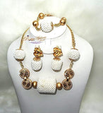 2 in 1 Long & Short Beads embelished with Gold Balls Bridal Party African Nigerian Jewellery Set