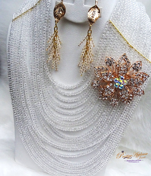 White Multi Layers Bridal Party Jewellery Necklace Set