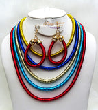 Multi Color Fashion Costume Multi Layers Necklace Magnetic Clasps Jewellery Set