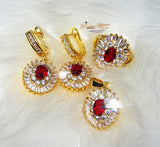 Red Simply Beautiful Earring Necklace Ring Jewellery Set Christmas Gift for ladies