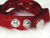 Red Buckle Trendy Bracelet Double Wrap with Adjustable Button Christmas Gift