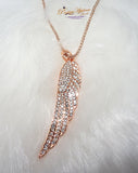 Quality Rose Gold Popular Crystal Angel Wings Necklace Earring Jewellery Silver Necklace Set