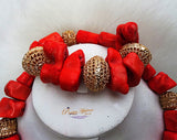 Elegant Celebrant Detailed Real Traditional Bridal Wedding 100% Rough Coral Necklace Jewellery Set