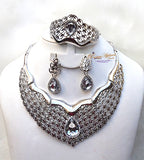 Silver Costume Fashion Necklace Bracelet Jewellery Set