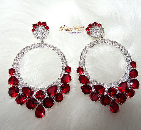 Bold Crystal Red Loop Earring Jewellery