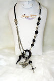Cross Mixed Religion Pendant Black Bead Necklace Jewellery Gift Ladies
