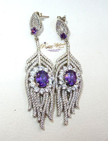 Beautiful Purple Crystal Silver Cocktail Party Earring Jewellery For Ladies