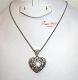 Love Heart Crystal with Silver Necklace Jewellery Gift Ladies