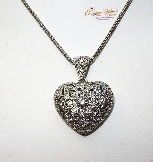 Love Heart Crystal with Silver Necklace Jewellery Gift Ladies