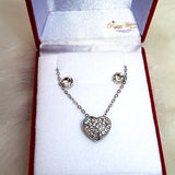 Small Beautiful Crystal Gold Silver Love Heart Necklace Stud Earring Popular Jewellery Set