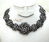 Black Necklace with Sparkling Petal Necklace Jewellery Great as Ladies Gift
