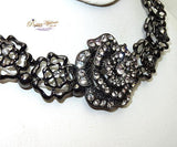 Black Necklace with Sparkling Petal Necklace Jewellery Great as Ladies Gift