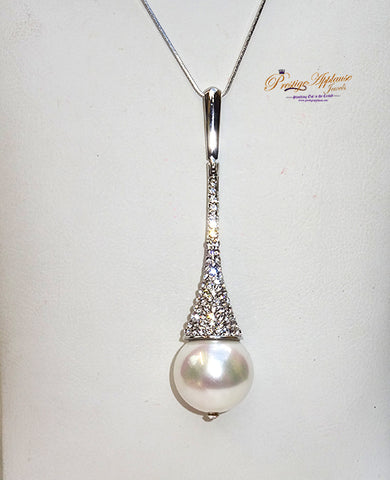 Silver Long Bold Long Pearl Crystal Necklace Jewellery Gift Ladies