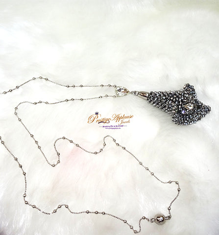 Extra Long Crystal Beads Petal Crystal Necklace Jewellery with Magnetic Clasp