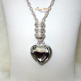 Silver Bold Mirror Love Heart Crystal with Silver Necklace Jewellery Gift Ladies