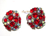Clip on Red Green Silver Gold Big Stud Earring Jewellery