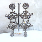 Elegant Silver Extra Long Evening Cocktail Earring Jewellery