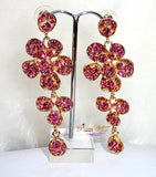 Beautiful Red Pink Gold Flower Earring Jewellery for Ladies - PrestigeApplause Jewels 