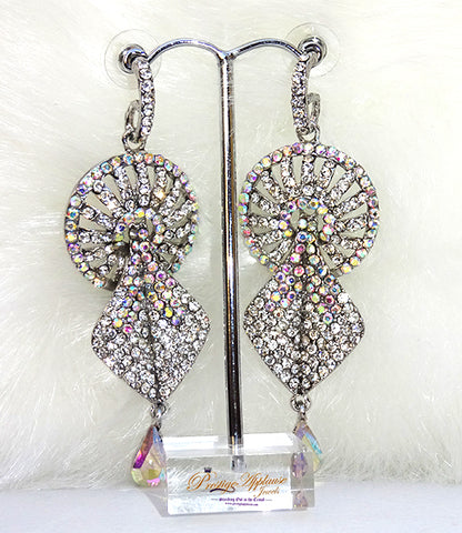 Beautiful Silver Extra Long Evening Cocktail Earring Jewellery