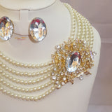 Pearls Beads Wedding Party Bridal Necklace Earring Jewellery Set