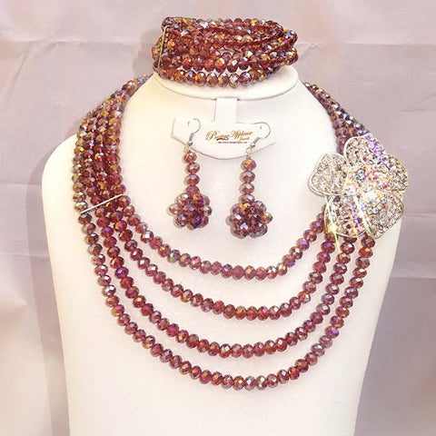 Purple Cheap Beads Wedding Party Bridal Necklace Earring Jewellery Set