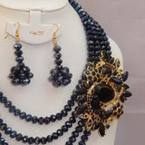 Black Cheap Beads Wedding Party Bridal Necklace Earring Jewellery Set
