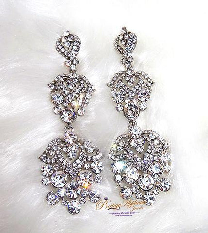 Beautiful Silver Extra Long Evening Cocktail Earring Jewellery