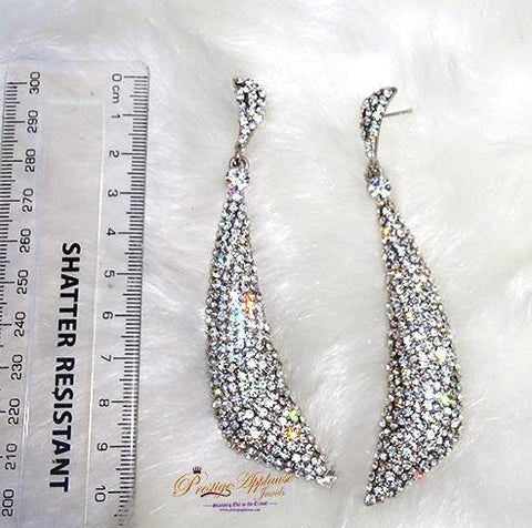 Beautiful Silver Extra Long Evening Cocktail Earring Jewellery