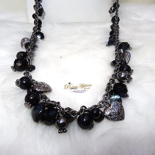 Black Extra Long Beaded Necklace Jewellery - PrestigeApplause Jewels 