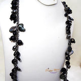 Black Extra Long Beaded Necklace Jewellery - PrestigeApplause Jewels 
