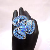Big Bold Adjustable Blue Crystal Party Flower Cocktail Ring Jewellery for women - PrestigeApplause Jewels 