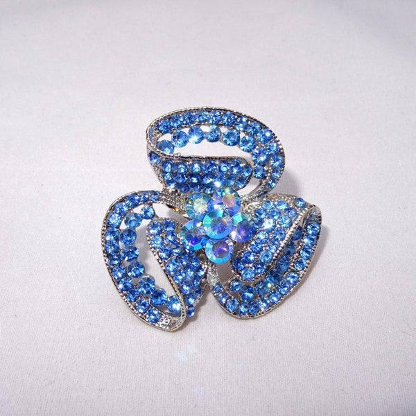 Big Bold Adjustable Blue Crystal Party Flower Cocktail Ring Jewellery for women - PrestigeApplause Jewels 