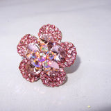 Pink Big Bold Adjustable Crystal Party Flower Cocktail Ring Jewellery for women
