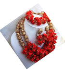 Beautiful Coral Traditional Bridal Wedding Coral African Nigerian Necklace Jewellery Set