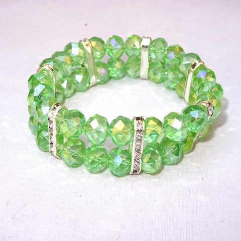 2 Layers Green Crystal Beads Bracelet Jewellery - PrestigeApplause Jewels 