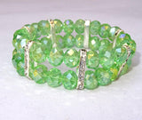 2 Layers Green Crystal Beads Bracelet Jewellery - PrestigeApplause Jewels 