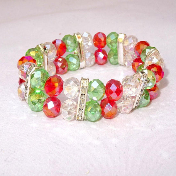 2 Layers Multi color Crystal Beads Bracelet Jewellery - PrestigeApplause Jewels 