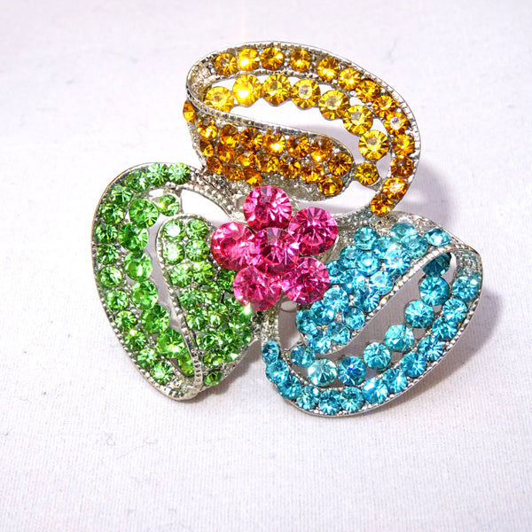 Multi color Silver Big Bold Adjustable Crystal Party Flower Cocktail Ring Jewellery for women