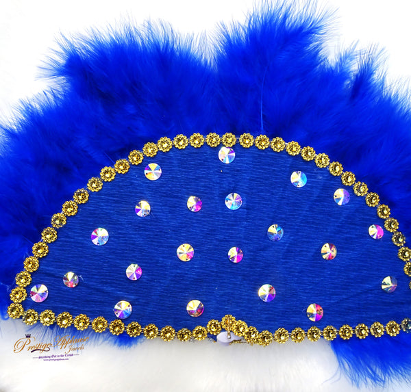 Royal Blue with Gold Hand fan wedding African Traditional engagement hand fan custom made
