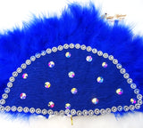 Royal Blue with Silver Hand fan wedding African Traditional engagement hand fan custom made