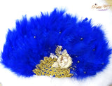 Royal Mixed Blue with Gold Hand fan wedding African Traditional engagement hand fan custom made