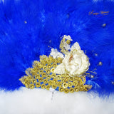 Royal Mixed Blue with Gold Hand fan wedding African Traditional engagement hand fan custom made