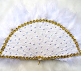White with Gold Hand fan wedding African Traditional engagement hand fan