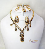 Beautiful New Design Gold Plated Complete Set Necklace Jewellery Party Set - PrestigeApplause Jewels 