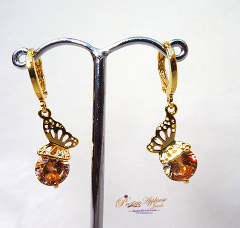 Small Butterfly Gold Drop Fashion Earring for Child Teenager Girls Jewellery